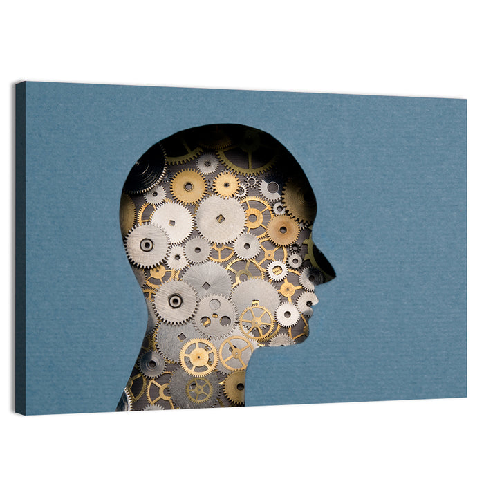 Mechanical Mind Silhouette Wall Art as a canvas print