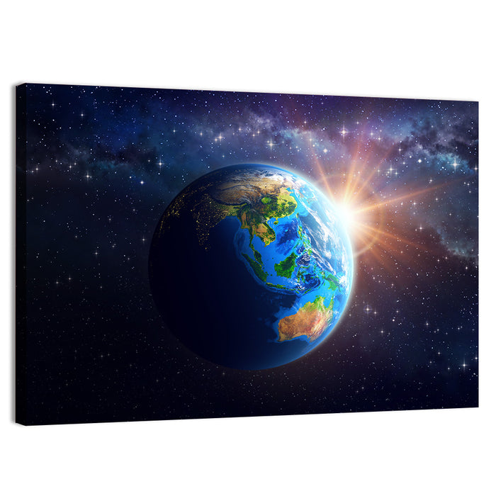 Asia and Australia from Space Wall Art as a canvas print