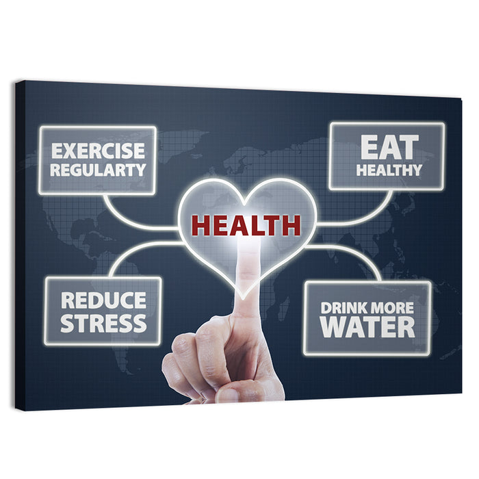 Healthy Heart Tips Infographic Wall Art as a canvas print