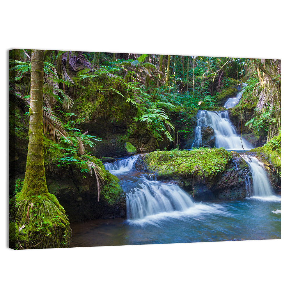 Hawaiian Rainforest Waterfalls Wall Art, canvas print, landscape