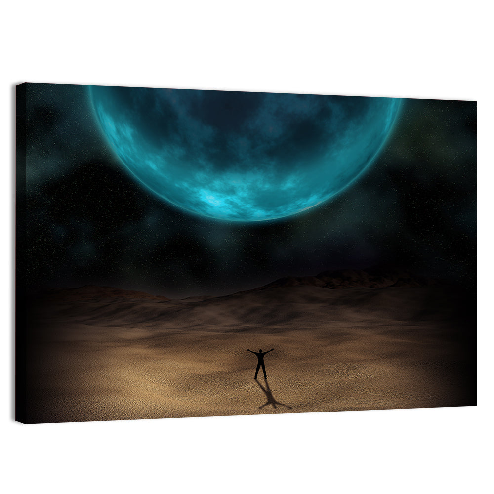Blue Planet Desert Silhouette Wall Art, canvas print, landscape