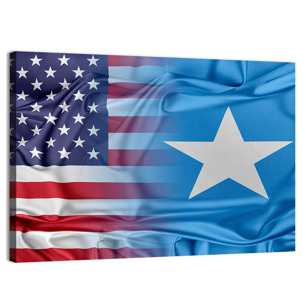 American and Somali Flags Wall Art, canvas print, landscape