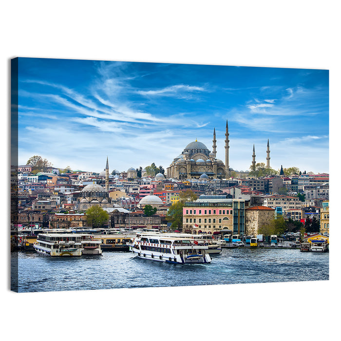 Istanbul Skyline with Suleymaniye Mosque Wall Art as a canvas print