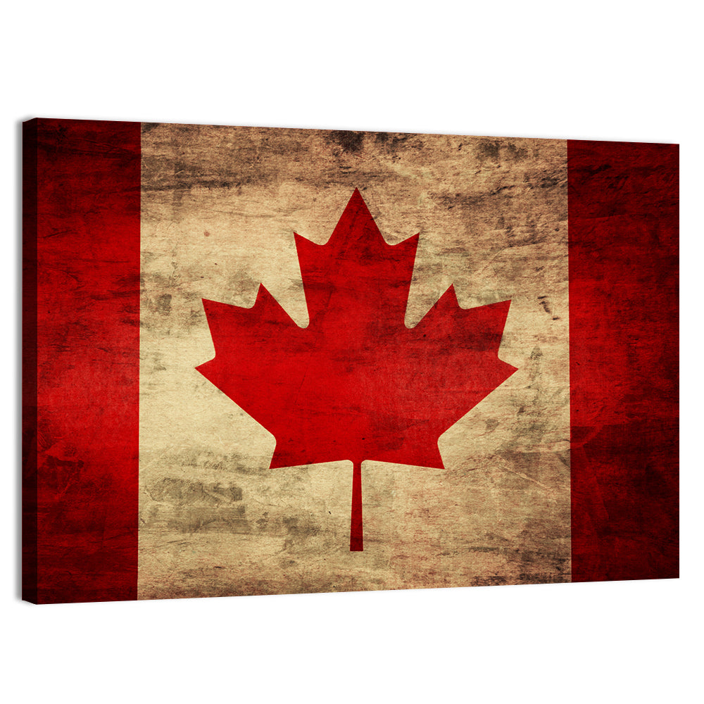 Grunge Canadian Flag Wall Art, canvas print, landscape
