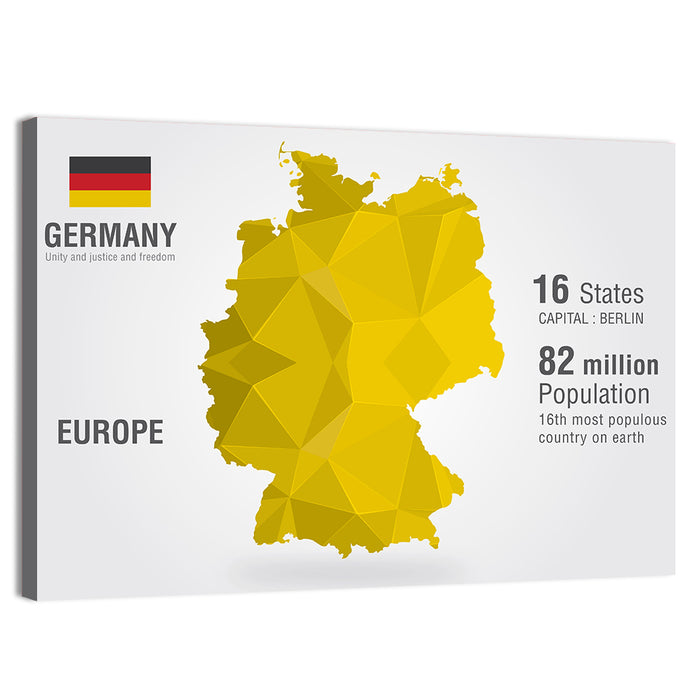 Germany Geometric Map Wall Art as a canvas print
