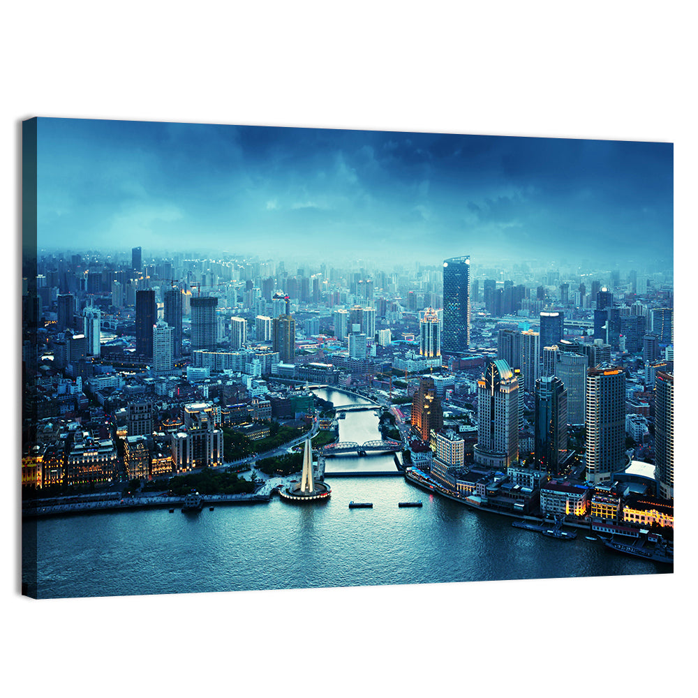 Shanghai at Sunset Wall Art, canvas print, landscape