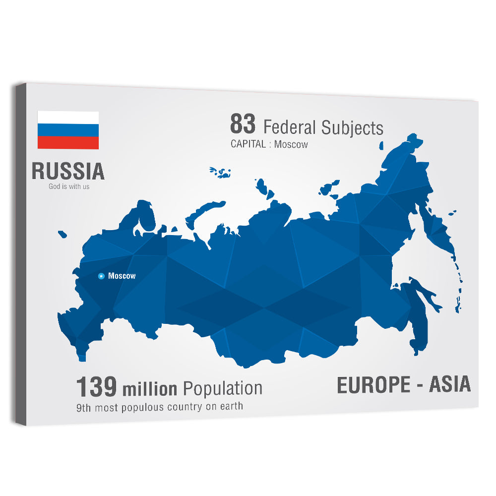 Geometric Map of Russia Wall Art, canvas print, landscape
