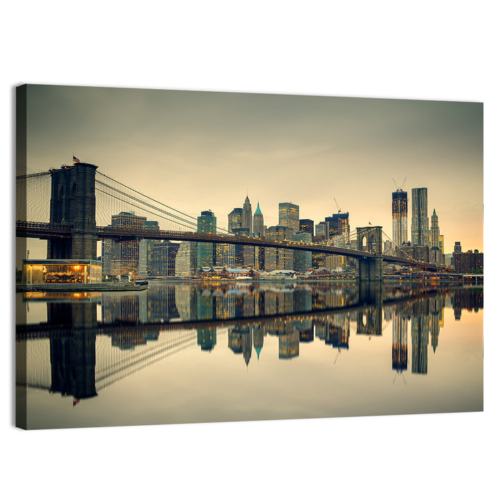 Brooklyn Bridge at Dusk, Manhattan Skyline Wall Art