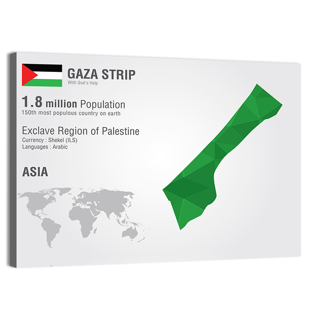 Gaza Strip Geometric Map Wall Art, canvas print, landscape