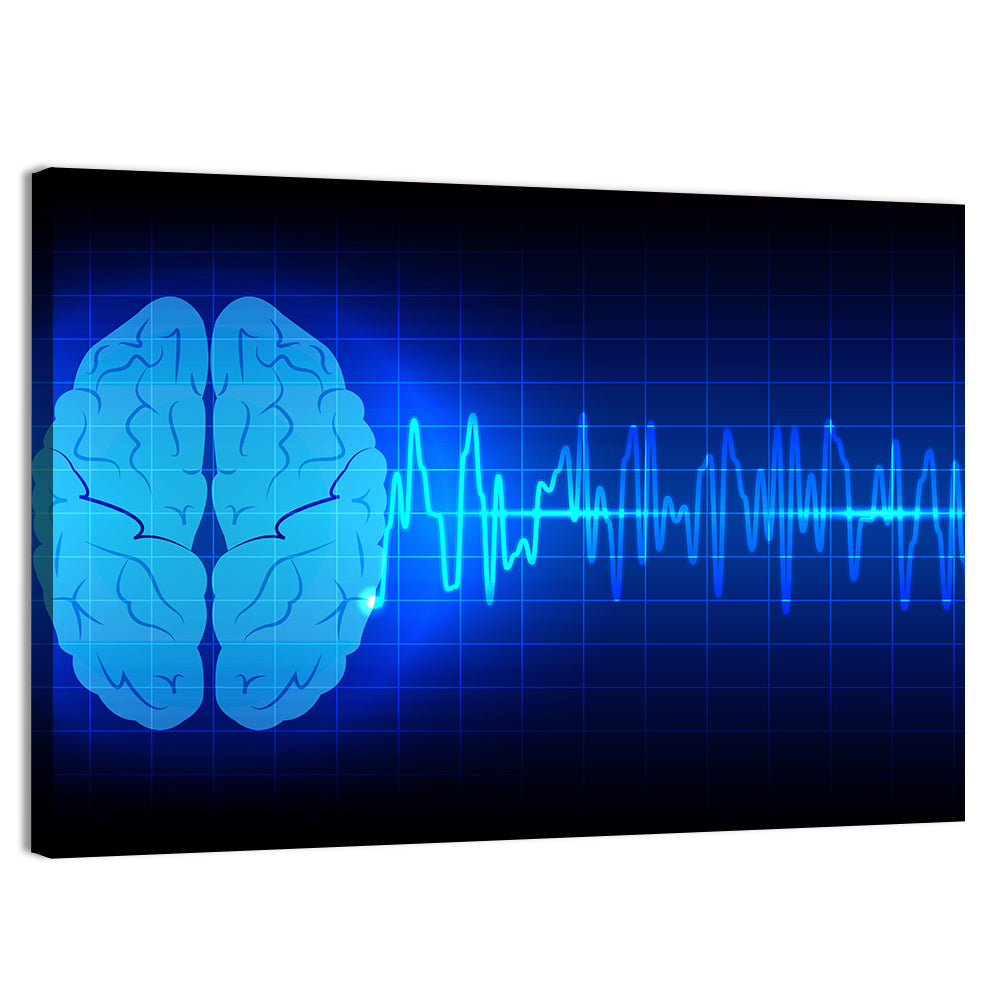 Glowing Brain Wave Visualization Wall Art, canvas print, landscape