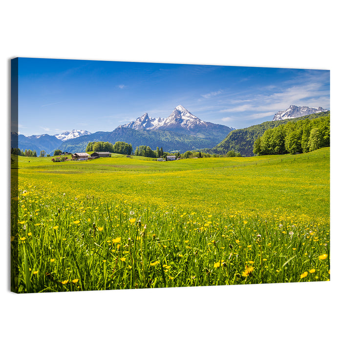 Watzmann Mountain Meadow Wall Art as a canvas print