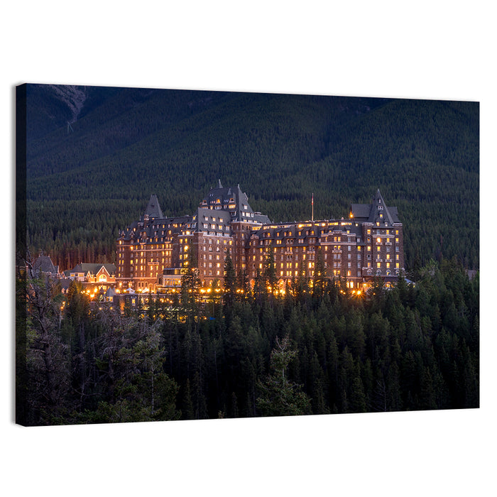 Fairmont Banff Springs at Dusk Wall Art as a canvas print