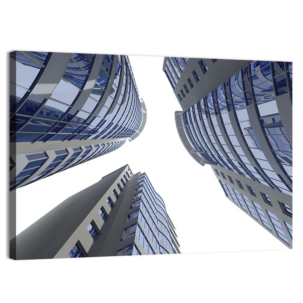Blue Glass Skyscrapers Wall Art, canvas print, landscape
