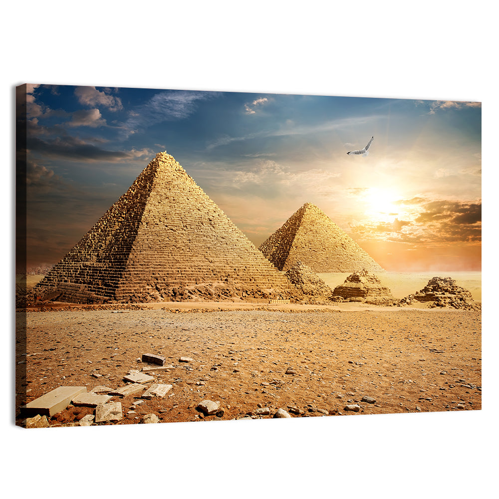Pyramids At The Sunset Wall Art
