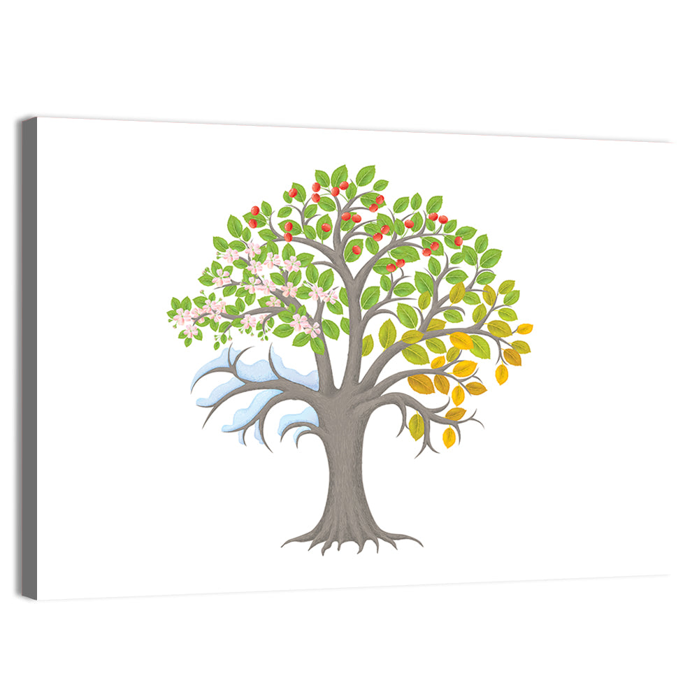 Minimalist Four Seasons Tree Wall Art, canvas print, landscape
