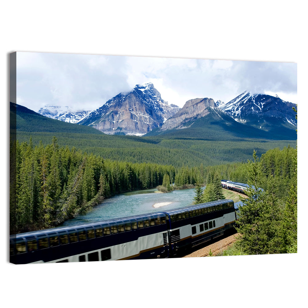 Train In Canadian Rockies Wall Art