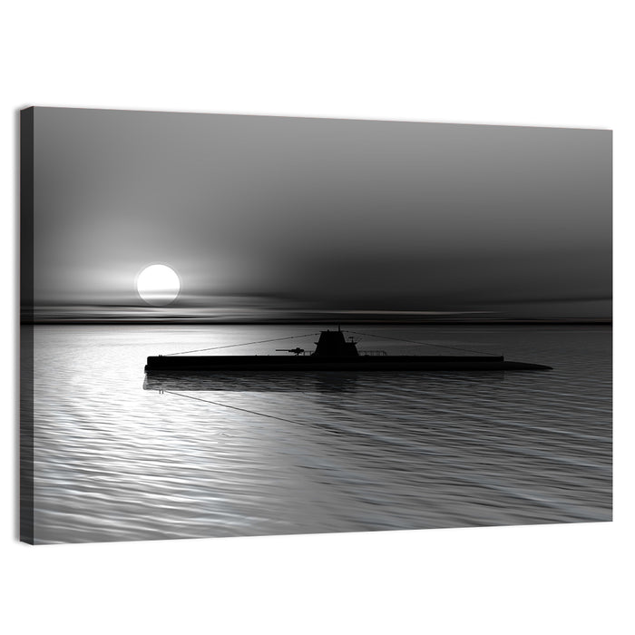 Submarine Silhouette at Dusk Wall Art as a canvas print