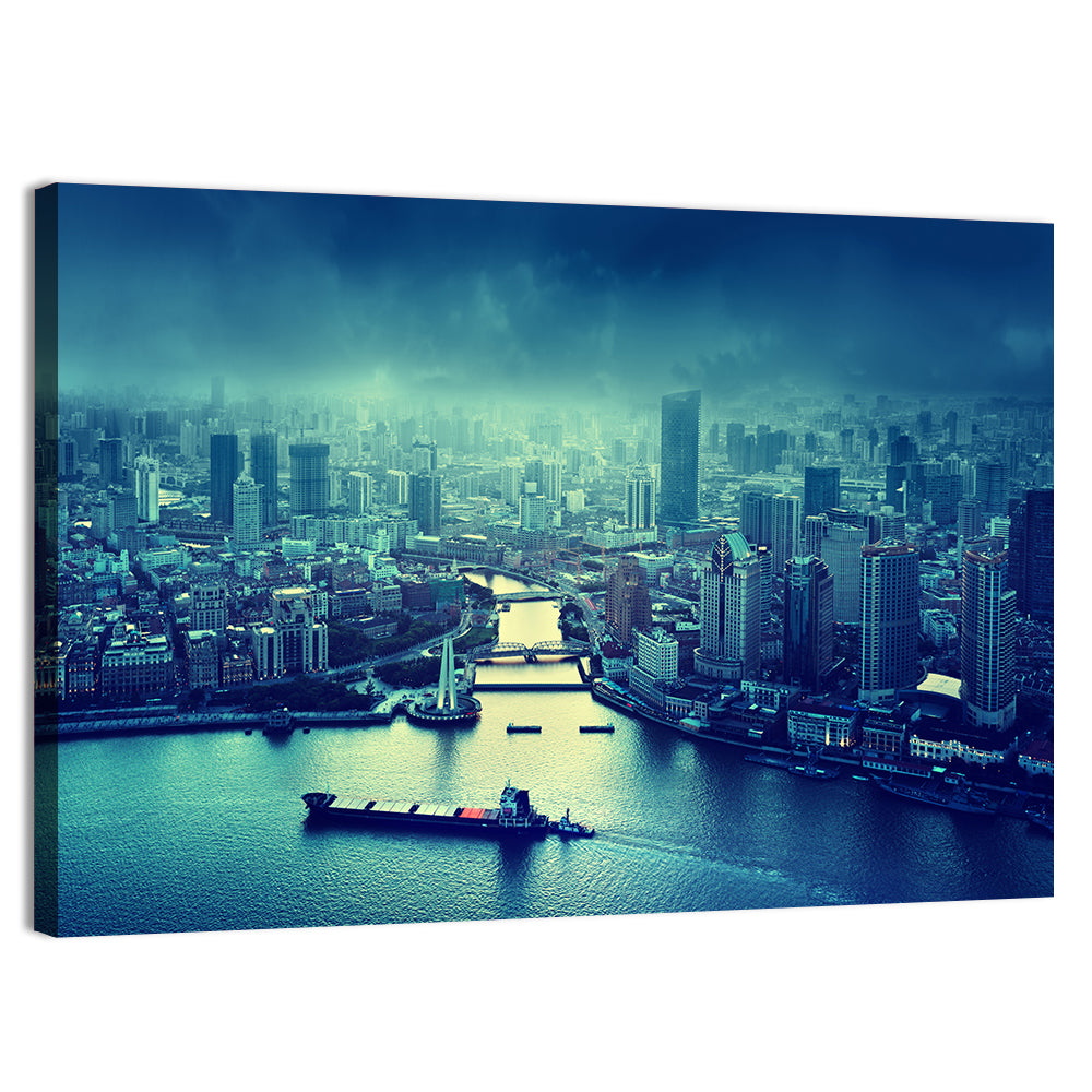 Shanghai Skyline at Sunset Wall Art, canvas print, landscape