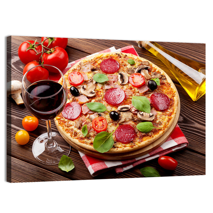 Rustic Italian Pizza Still Life Wall Art as a canvas print