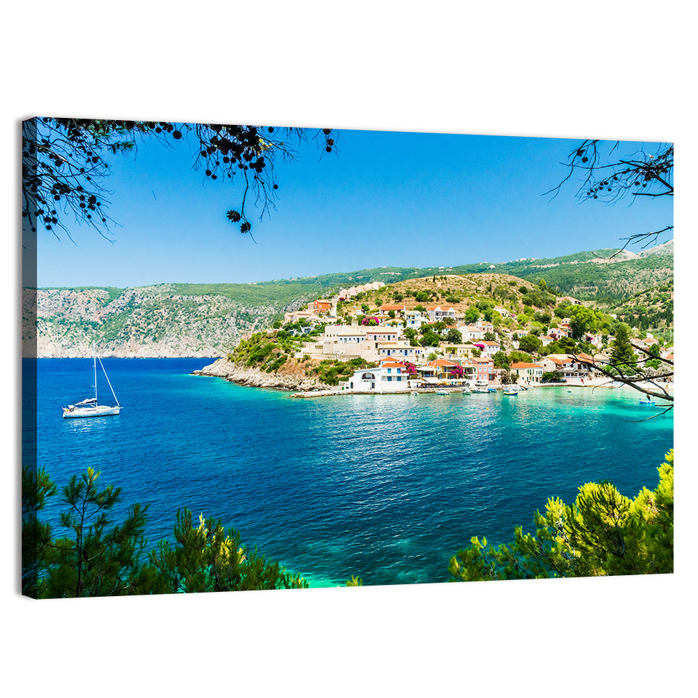 Assos Village, Kefalonia Bay Wall Art, canvas print, landscape