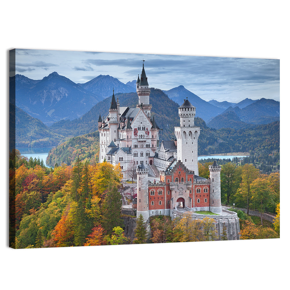 Neuschwanstein Castle in Autumn Wall Art, canvas print, landscape