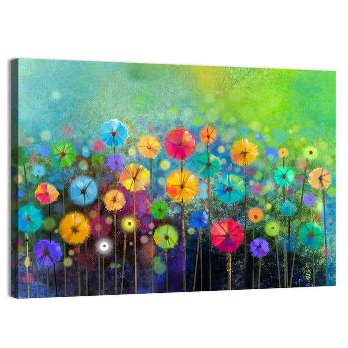 Stylized Flower Meadow Watercolor Wall Art as a canvas print