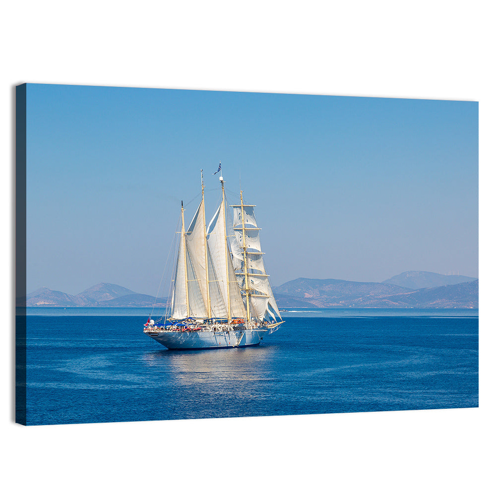 Three-masted Sailing Ship in Summer Wall Art, canvas print, landscape