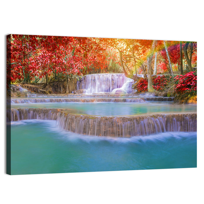 Tat Kuang Si Tiered Waterfalls Wall Art as a canvas print