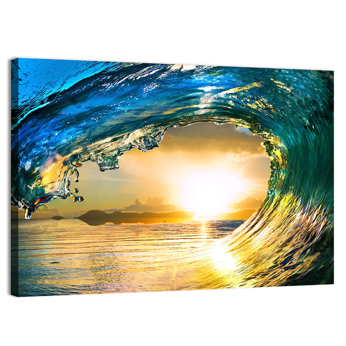Sunset Wave Tunnel Wall Art as a canvas print