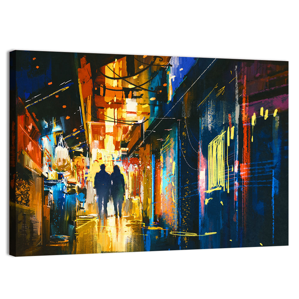 Couple in Narrow Alleyway Wall Art, canvas print, landscape