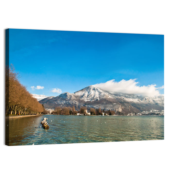 Lake Annecy Winter View Wall Art as a canvas print