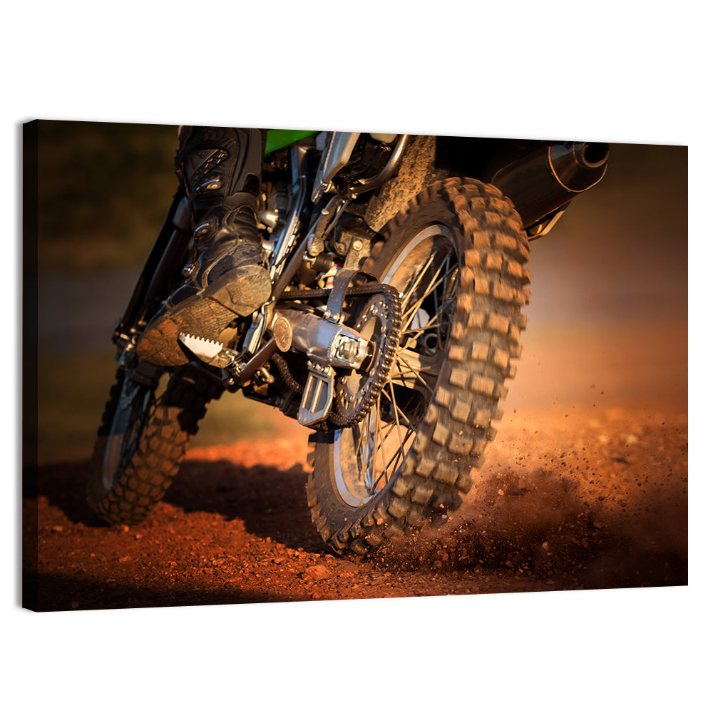 Enduro Dirt Bike Action Close-up Wall Art, canvas print, landscape