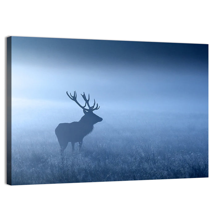 Red Deer Stag Silhouette Wall Art as a canvas print