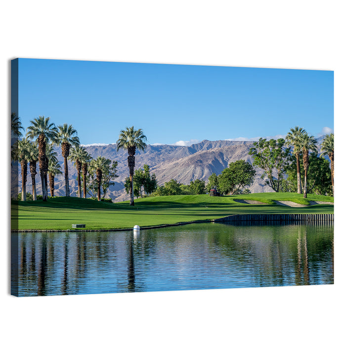 Palm Desert Golf Course with Lake Wall Art as a canvas print