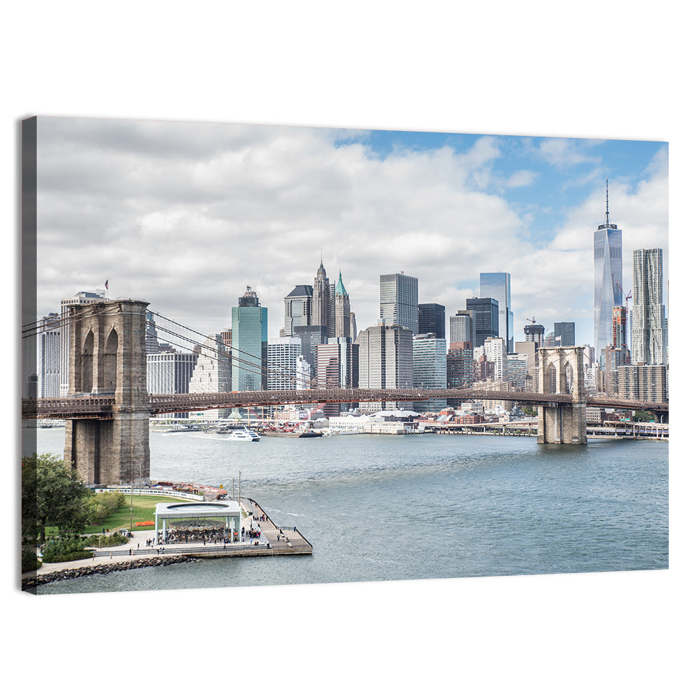 Brooklyn Bridge with Manhattan Skyline Wall Art, canvas print, landscape