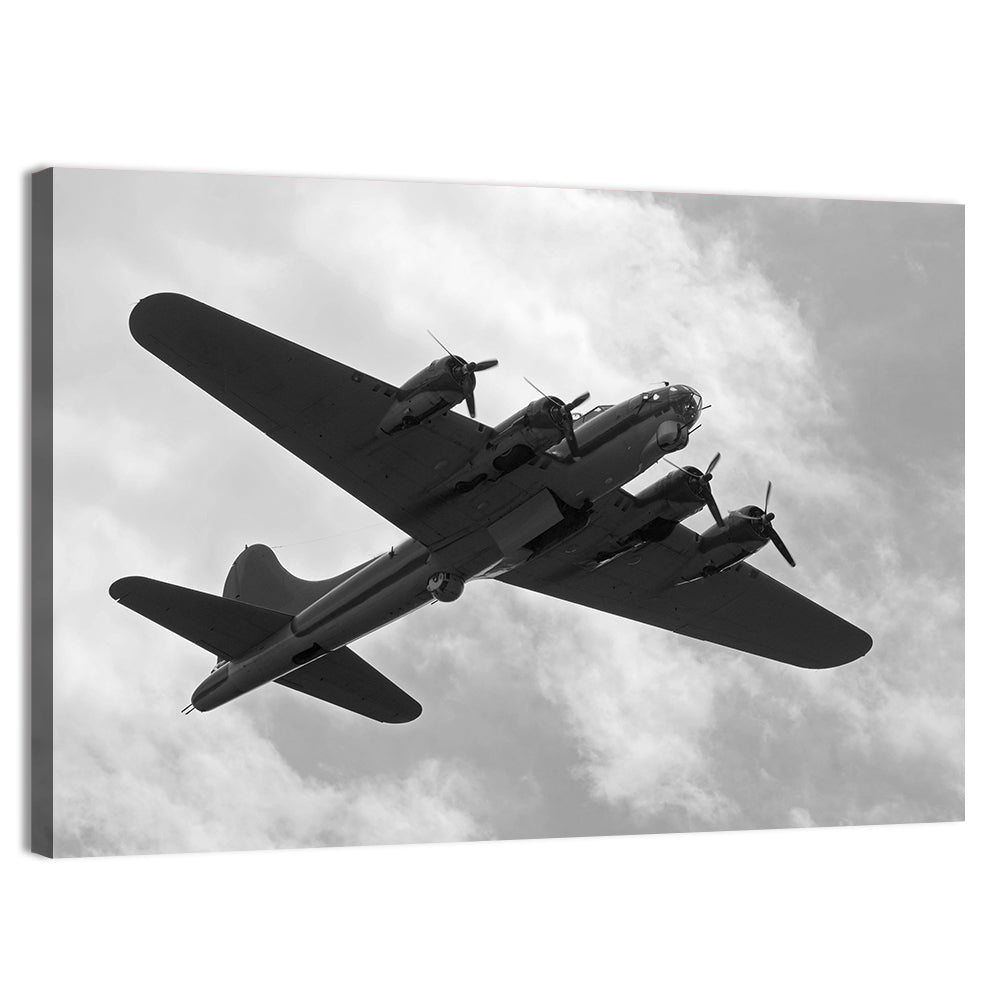 B-17 Heavy Bomber in Flight Wall Art, canvas print, landscape
