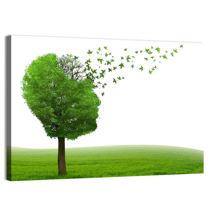 Memory Loss Tree Profile Wall Art as a canvas print