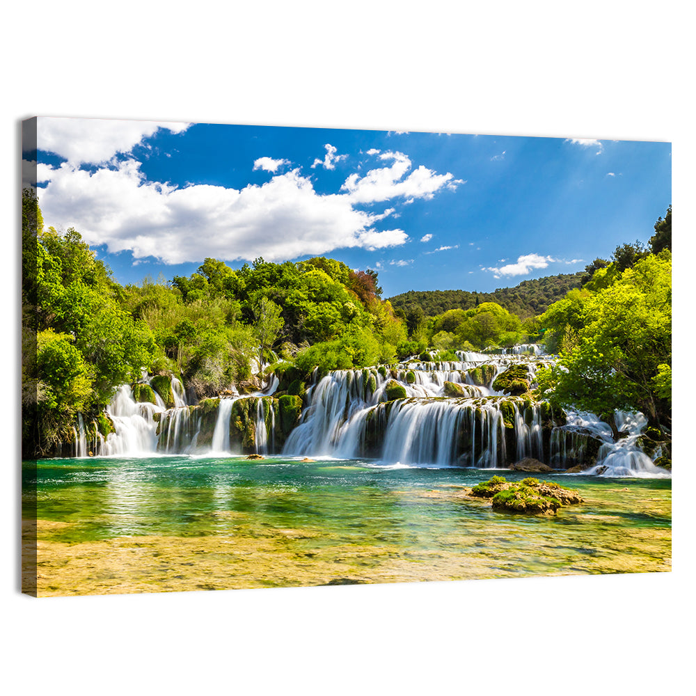Skradinski Buk Cascading Waterfall Wall Art, canvas print, landscape