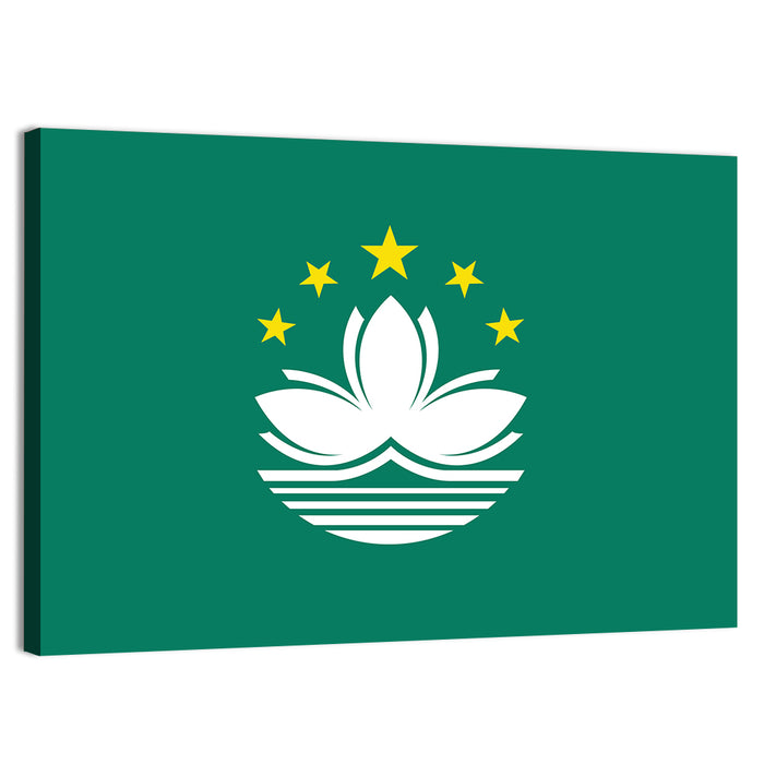 Macau Flag Emblem Wall Art as a canvas print