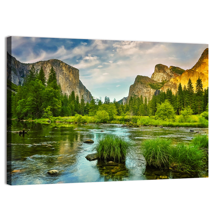 Yosemite Valley River Wall Art as a canvas print