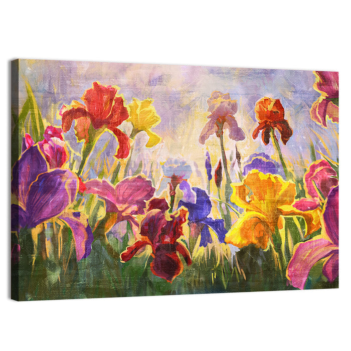 Iris Garden Illustration Wall Art as a canvas print