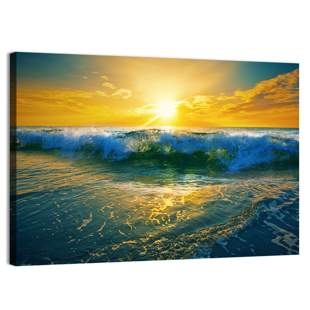 Breaking Wave at Sunrise Wall Art, canvas print, landscape