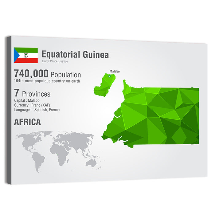 Equatorial Guinea Map Wall Art as a canvas print