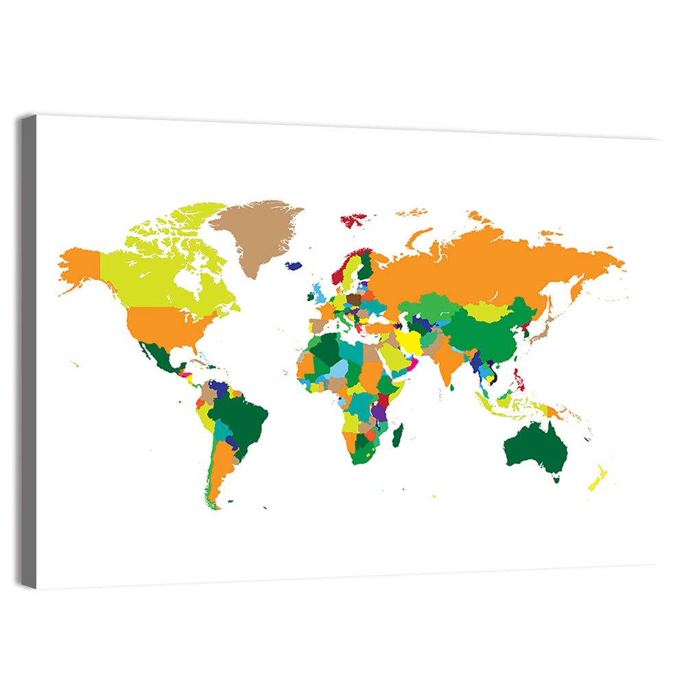Modern Graphic World Map Wall Art, canvas print, landscape