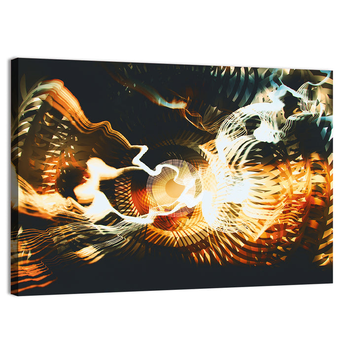 Golden Fractal Vortex Wall Art as a canvas print