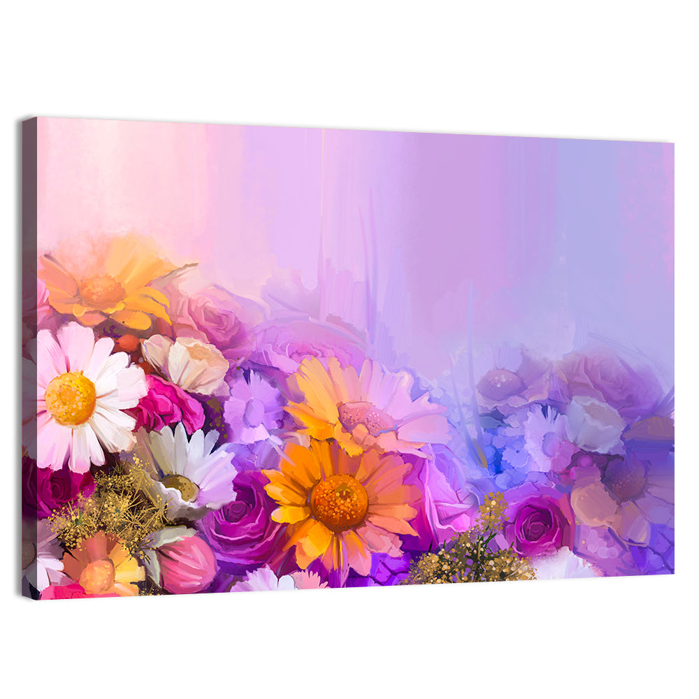 Spring Blooms with Gradient Wash Wall Art, canvas print, landscape