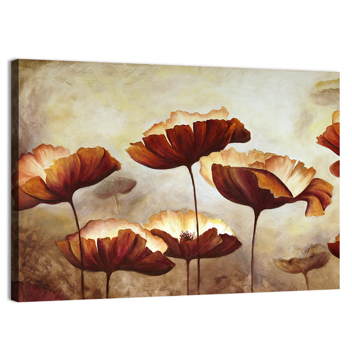 Layered Poppies Painting Wall Art as a canvas print