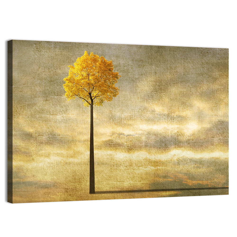 Solitary Tree at Golden Hour Wall Art, canvas print, landscape