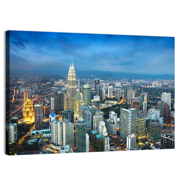Kuala Lumpur Petronas Towers Skyline Wall Art as a canvas print