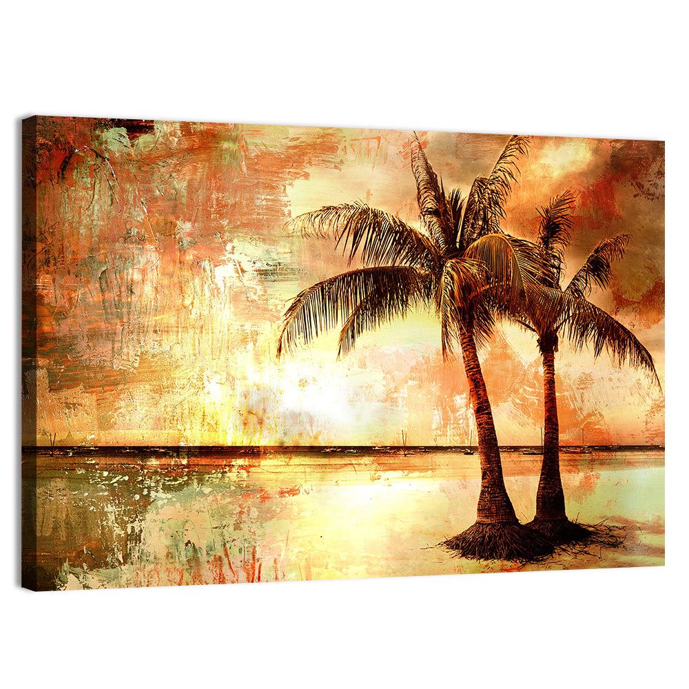 Tropical Beach Sunset Artwork Wall Art